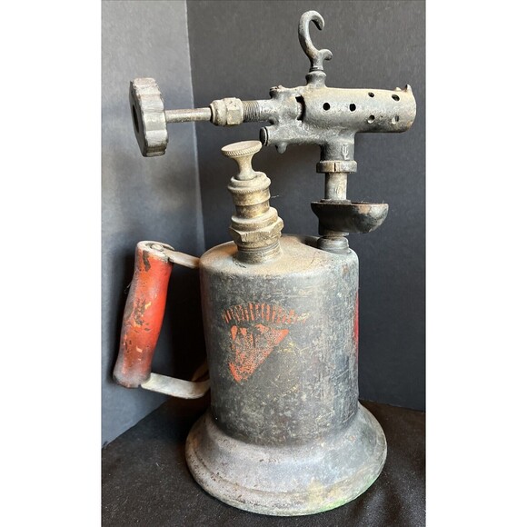 Wood Handle Antique Clayton & Lambert Mfg Co Gas Blow Torch Pat 1921 Untested - Picture 1 of 10